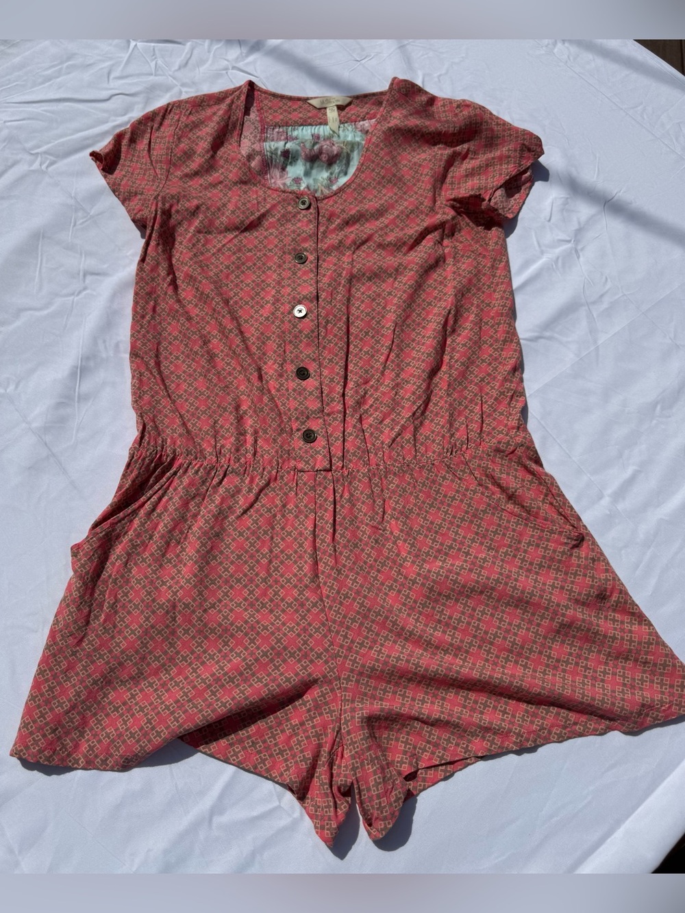 Matilda Jane Pink Geometric Floral Romper Women’s Size Medium